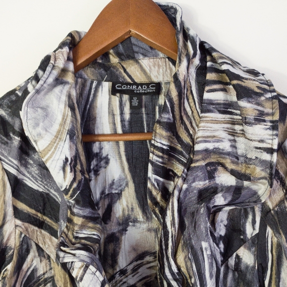 Conrad C Wired Ruffle Collar One Button Jacket Size 12 - Picture 2 of 10